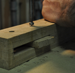 Backer-tenon in place, ready to drill